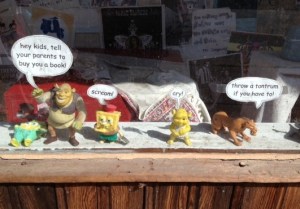 This display was seen at a bookstore on our walk in downtown Macon. Daddy warned me about this crew!