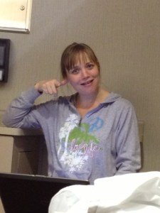 What a gift she is! Wouldn't you be happy to see that face too?  Here she is saying, "Are you serious?" when a dear friend offered to bring us the Best.  Coffee.  Ever.  (She was, thank goodness.)