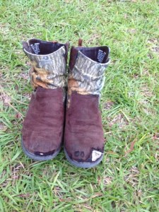 I don't think he even notices the holes in them. I wonder if my brother would have at this age.