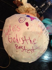 Our girl's light bulb--she decorated it herself. Someone asked her, after reading it, who her teacher was, and she said "My Mama." Yeah, folks "bestest," that's how we roll around here.