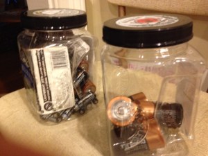 I finally got organized and stored my batteries in these rice jars.