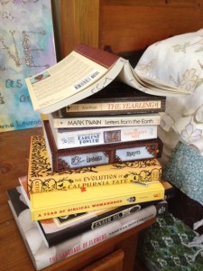 pic of bedside table books