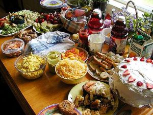 pic of table full of food