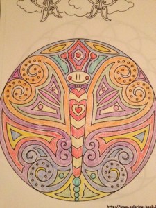 My butterfly--all pastels, all symmetrical, all planned and put together.  I said something about the hard part being choosing what color to use each time and K said, "Not for me."  I want to have that sense of freedom.  To be able to breathe. 