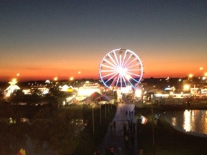 A view of our Ferris Wheel from the Agri-Lift. Such a glorious sunset.
