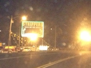 The sign for the club that we passed yesterday.  