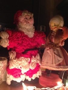 Santa and Mrs. Claus. As best as I can remember, Granny and Daddy made this together.  
