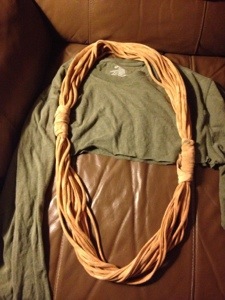 Almost finished scarf--haven't decided if I'm going to embellish with some old costume jewelry or not.  But very fun, yes?  