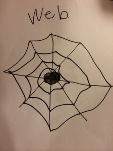 Princess' one spider--and she's done. They will add the legs tomorrow. Or not. No need to relive the upset.