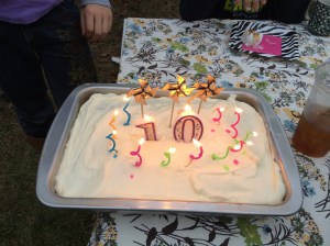 She picked out the candles and decorated her own cake just like she wanted it. With way more than ten candles.....and that's absolutely okay.