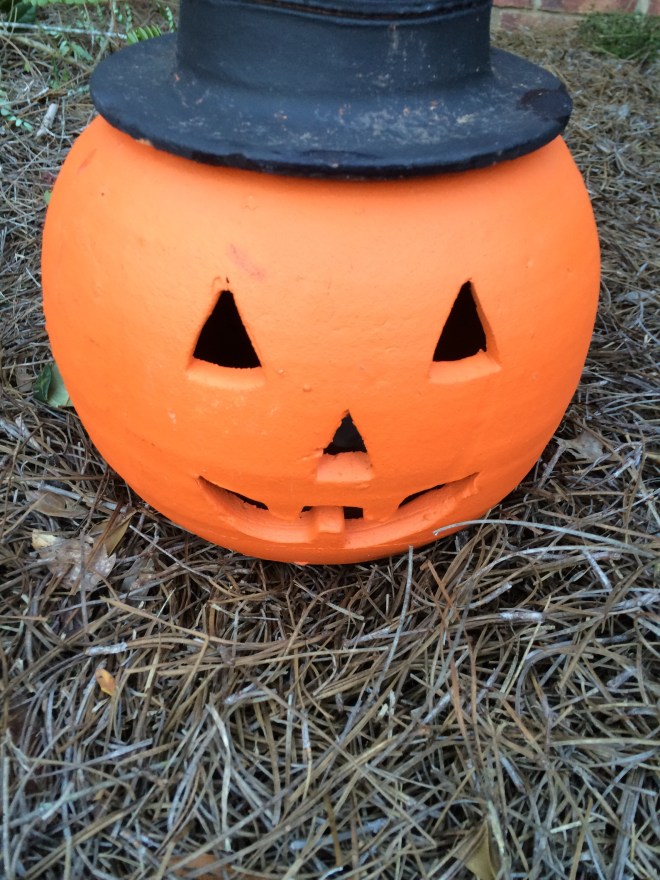 So cute, Mr. Pumpkin with his top hat!  I'm thinking I will get battery tea lights to put inside at night.  